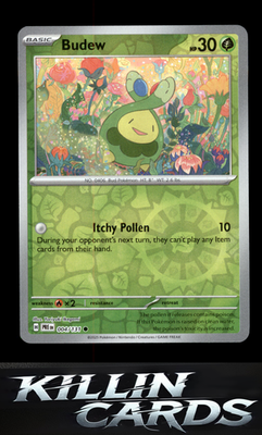 Reverse Holofoil Budew 004/131 Pokemon Common SV: Prismatic Evolutions Card NM
