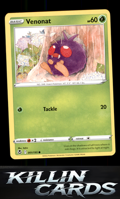 Venonat 001/195 Pokemon Common SWSH12: Silver Tempest Card NM