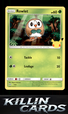 Rowlet - 7/25 007/025 Pokemon Promo McDonald's 25th Anniversary Promos Card NM