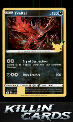 Yveltal 019/025 Pokemon Holo Rare Celebrations Card LP