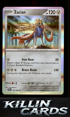 Zacian 136/182 Pokemon Rare SV04: Paradox Rift Card NM