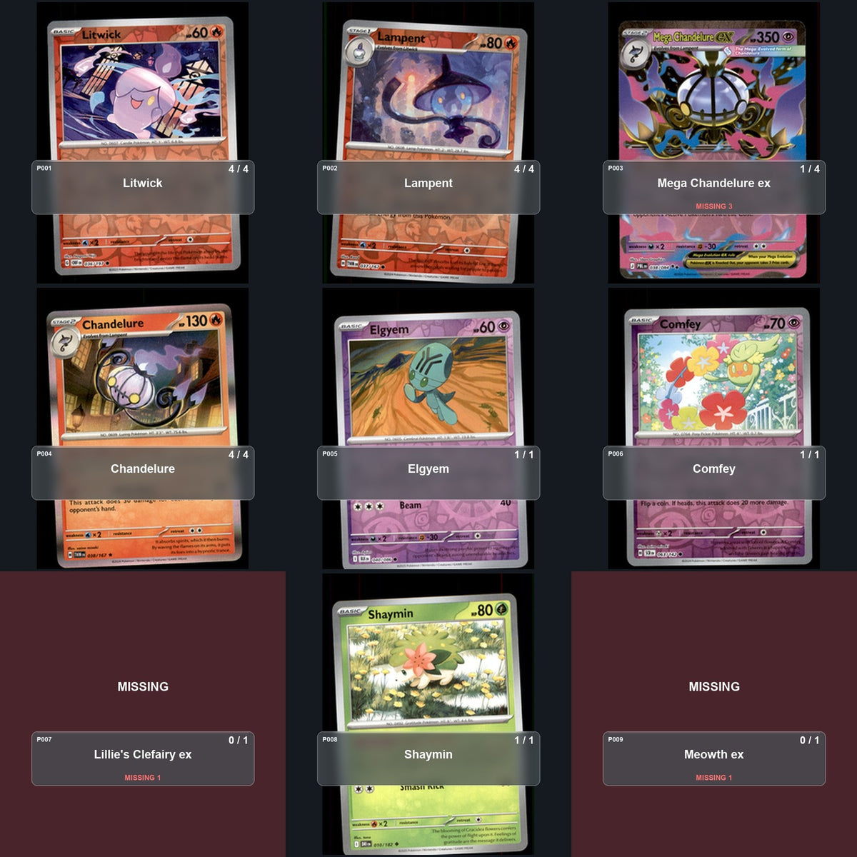 Partial Pokemon TCG World Championships 2026 Mega Chandelure Decklist 45 Cards Deck