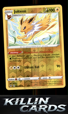 Reverse Holofoil Jolteon 047/185 Pokemon Rare SWSH04: Vivid Voltage Card NM