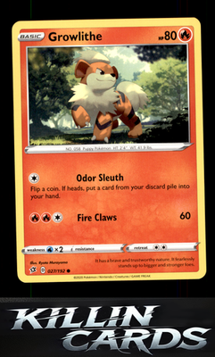 Growlithe 027/192 Pokemon Common SWSH02: Rebel Clash Card NM