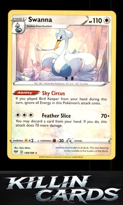 Swanna 149/189 Pokemon Rare SWSH03: Darkness Ablaze Card NM
