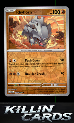 Reverse Holofoil Rhyhorn 111/165 Pokemon Common SV: Scarlet & Violet 151 Card NM