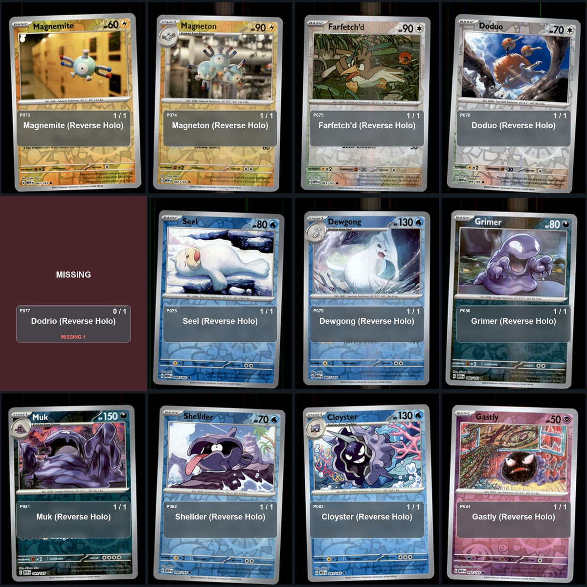 Pokemon TCG SV: Scarlet & Violet 151 Reverse Holo Master Set 106 Reverse Holo