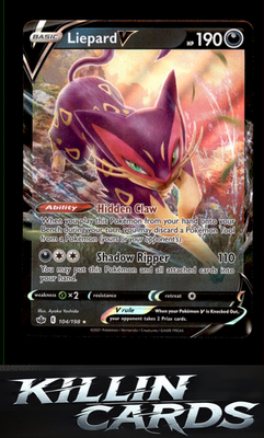 Liepard V 104/198 Pokemon Ultra Rare SWSH06: Chilling Reign Card NM