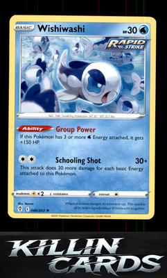 Wishiwashi 046/203 Pokemon Rare SWSH07: Evolving Skies Card NM