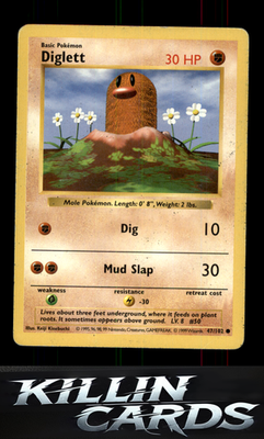 Diglett 047/102 Pokemon Common Base Set (Shadowless) Card LP