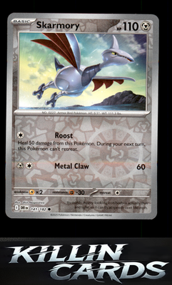 Reverse Holofoil Skarmory 141/182 Pokemon Common SV10: Destined Rivals Card NM