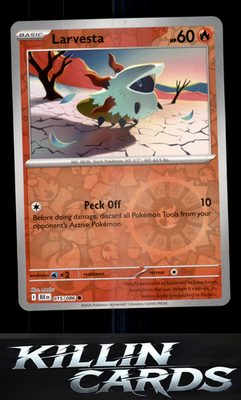 Reverse Holofoil Larvesta 015/086 Pokemon Common SV: Black Bolt Card NM