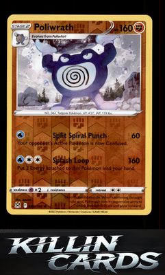 Reverse Holofoil Poliwrath 085/196 Pokemon Rare SWSH11: Lost Origin Card NM