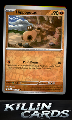 Reverse Holofoil Hippopotas 105/182 Pokemon Common SV10: Destined Rivals Card NM