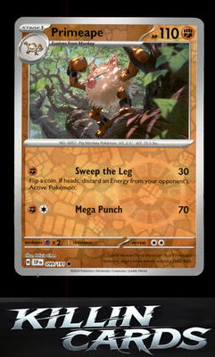 Reverse Holofoil Primeape 099/191 Pokemon Common SV08: Surging Sparks Card NM
