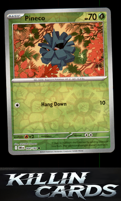 Reverse Holofoil Pineco 004/182 Pokemon Common SV10: Destined Rivals Card NM