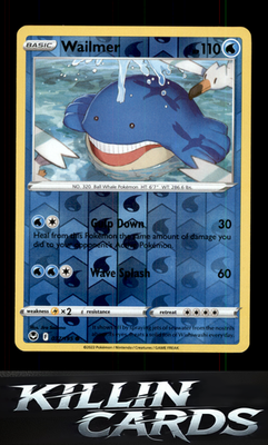 Reverse Holofoil Wailmer 037/195 Pokemon Common SWSH12: Silver Tempest Card NM