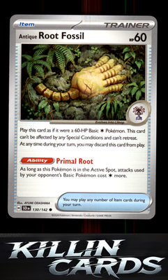 Antique Root Fossil 130/142 Pokemon Common SV07: Stellar Crown Card NM
