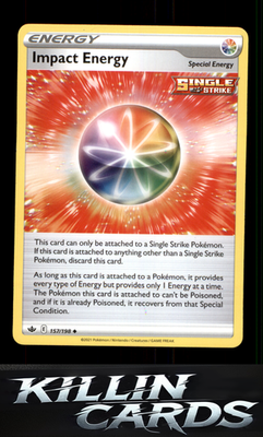 Impact Energy 157/198 Pokemon Uncommon SWSH06: Chilling Reign Card NM
