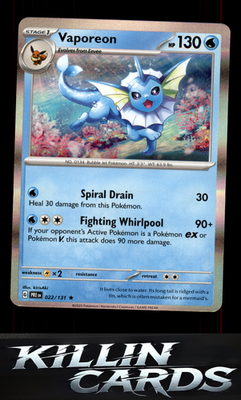 Vaporeon 022/131 Pokemon Rare SV: Prismatic Evolutions Card NM