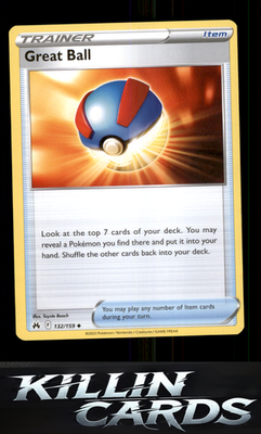 Great Ball 132/159 Pokemon Uncommon SWSH: Crown Zenith Card NM
