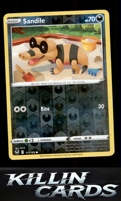 Reverse Holofoil Sandile 111/195 Pokemon Common SWSH12: Silver Tempest Card NM