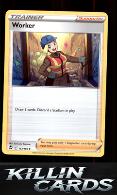 Worker 167/195 Pokemon Uncommon SWSH12: Silver Tempest Card NM