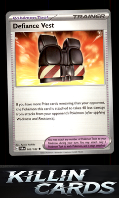 Defiance Vest 162/182 Pokemon Uncommon SV04: Paradox Rift Card NM