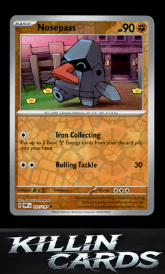 Reverse Holofoil Nosepass 107/197 Pokemon Common SV03: Obsidian Flames Card NM