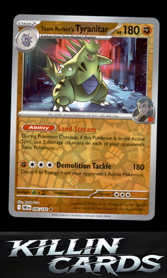 Reverse Holofoil Team Rocket's Tyranitar 096/182 Pokemon Rare SV10: Destined Riv
