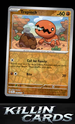 Reverse Holofoil Trapinch 104/191 Pokemon Common SV08: Surging Sparks Card NM