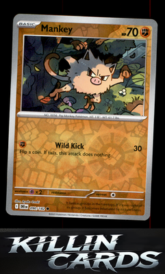 Reverse Holofoil Mankey 090/182 Pokemon Common SV10: Destined Rivals Card NM