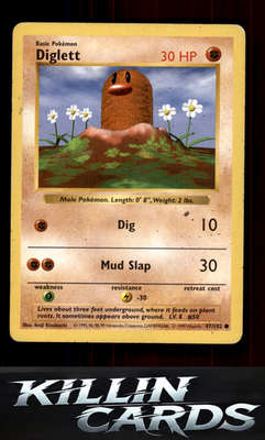 Diglett 047/102 Pokemon Common Base Set (Shadowless) Card LP