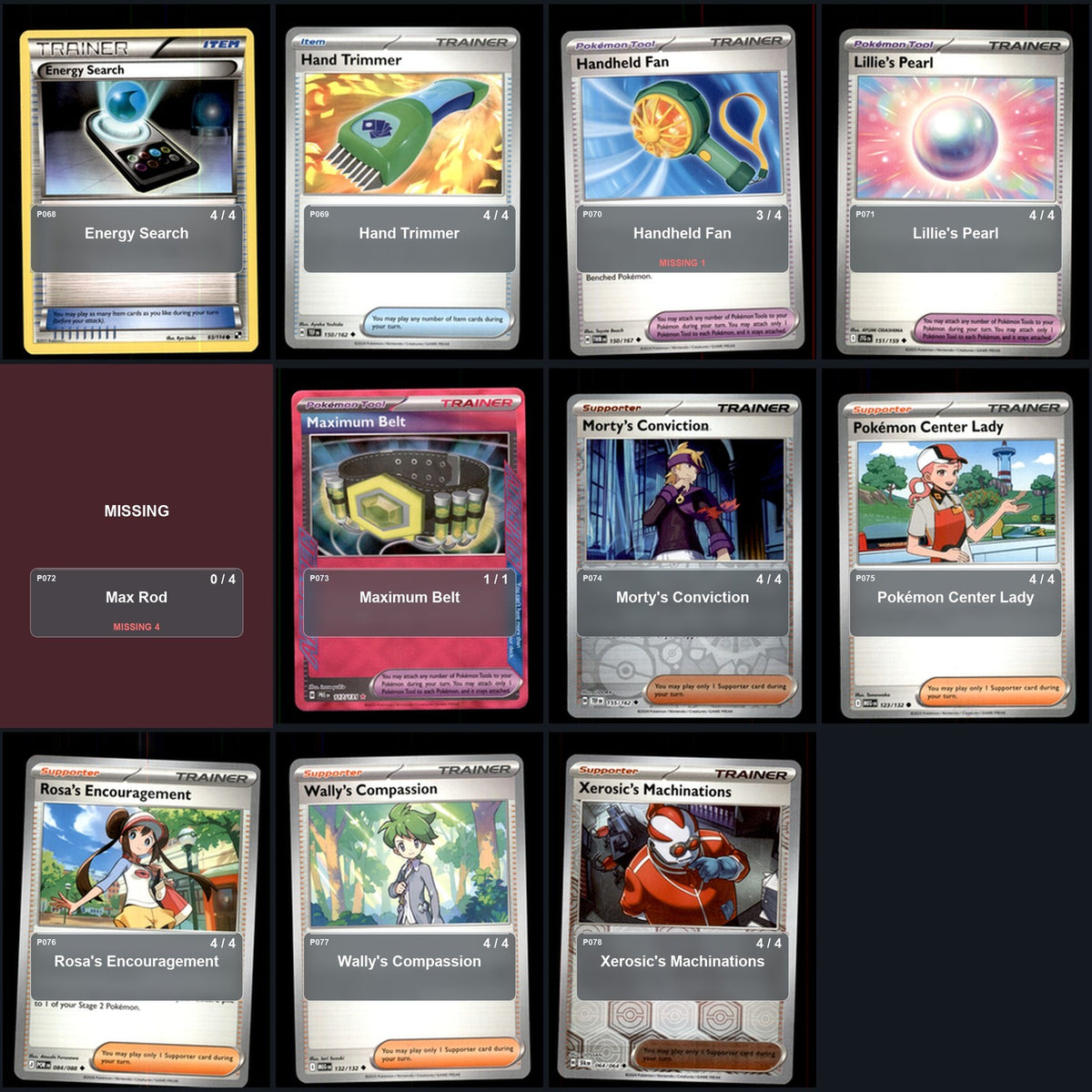 Pokemon TCG Trainer Card Lot 276 Cards Deck Building Playable Tournament