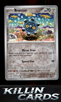 Reverse Holofoil Bronzor 144/197 Pokemon Common SV03: Obsidian Flames Card NM