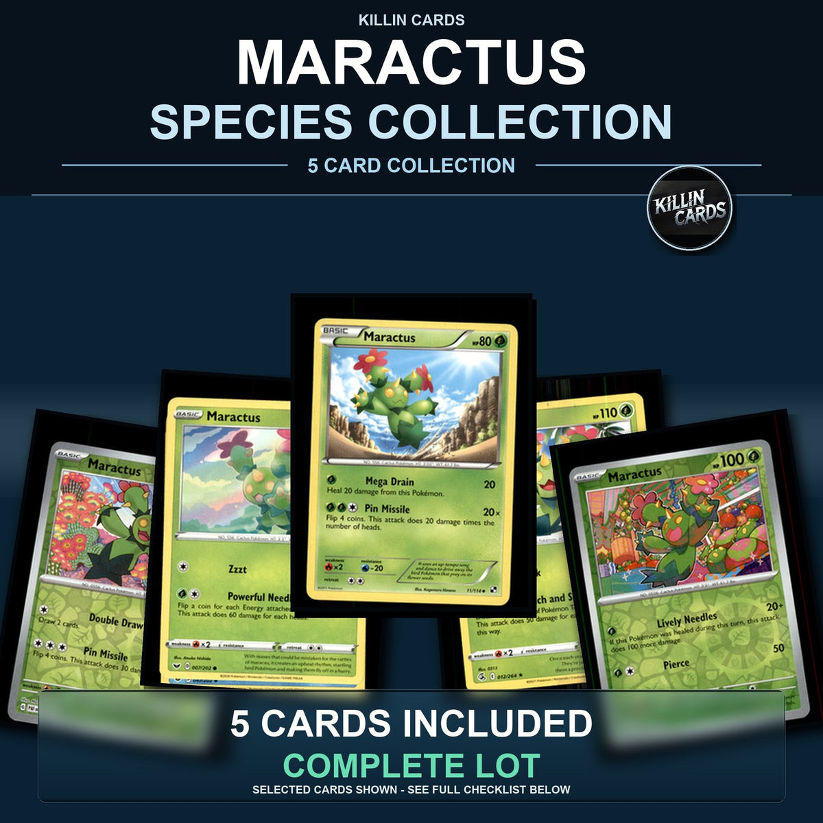 Pokemon TCG Maractus Species Collection 5 Different Cards