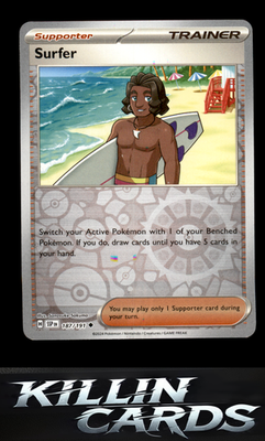 Reverse Holofoil Surfer - 187/191 187/191 Pokemon Uncommon SV08: Surging Sparks