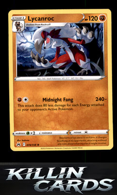 Lycanroc 074/159 Pokemon Rare SWSH: Crown Zenith Card NM