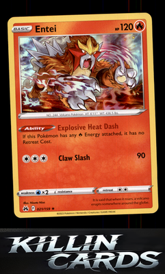 Entei 021/159 Pokemon Holo Rare SWSH: Crown Zenith Card NM