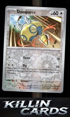 Reverse Holofoil Dunsparce 128/162 Pokemon Common SV05: Temporal Forces Card NM