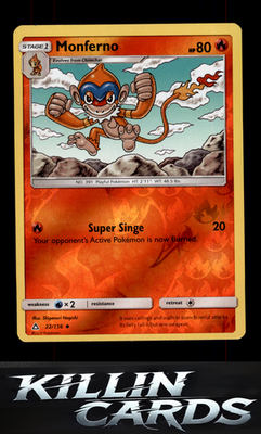 Reverse Holofoil Monferno 22/156 Pokemon Uncommon SM - Ultra Prism Card NM