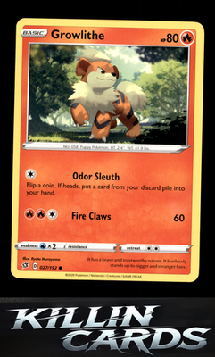 Growlithe 027/192 Pokemon Common SWSH02: Rebel Clash Card NM