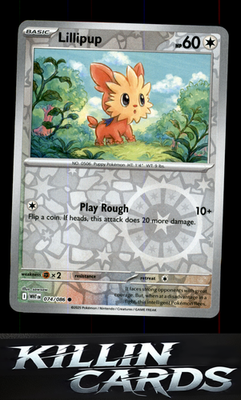 Reverse Holofoil Lillipup 074/086 Pokemon Common SV: White Flare Card NM