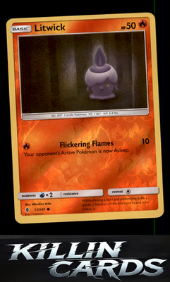 Reverse Holofoil Litwick 11/145 Pokemon Common SM - Guardians Rising Card NM