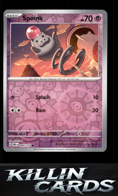 Reverse Holofoil Spoink 090/197 Pokemon Common SV03: Obsidian Flames Card NM