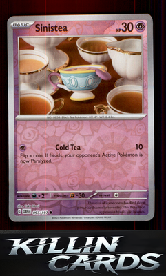 Reverse Holofoil Sinistea 097/197 Pokemon Common SV03: Obsidian Flames Card NM