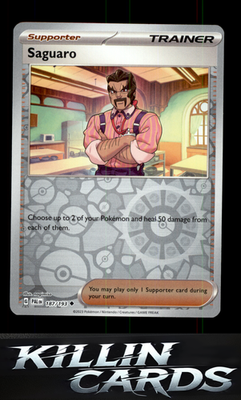 Reverse Holofoil Saguaro 187/193 Pokemon Uncommon SV02: Paldea Evolved Card NM