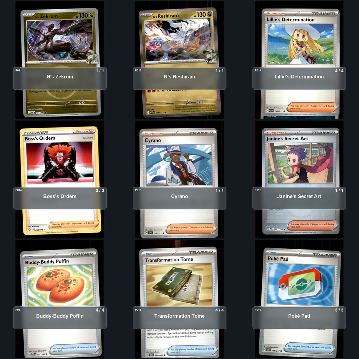 Partial Pokemon TCG NAIC 2026, New Orleans N's Zoroark Decklist 54 Cards Deck