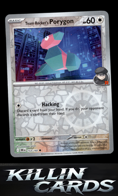 Reverse Holofoil Team Rocket's Porygon 153/182 Pokemon Common SV10: Destined Riv