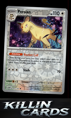 Reverse Holofoil Persian 053/165 Pokemon Uncommon SV: Scarlet & Violet 151 Card